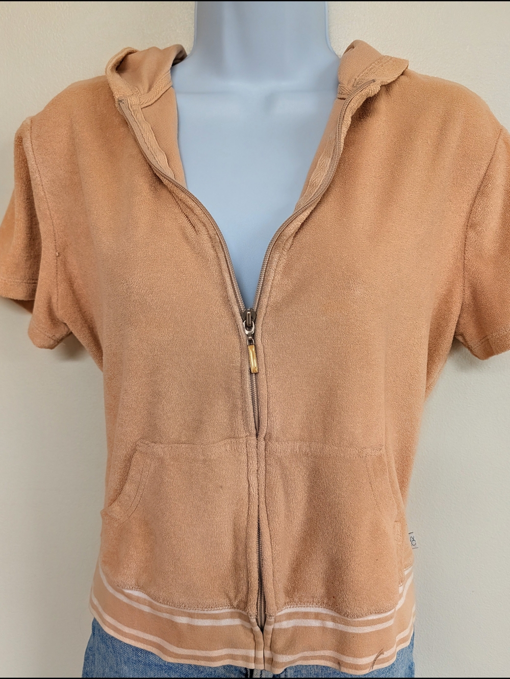 New York & Company Short Sleeve Cotton Zip Up Hoodie